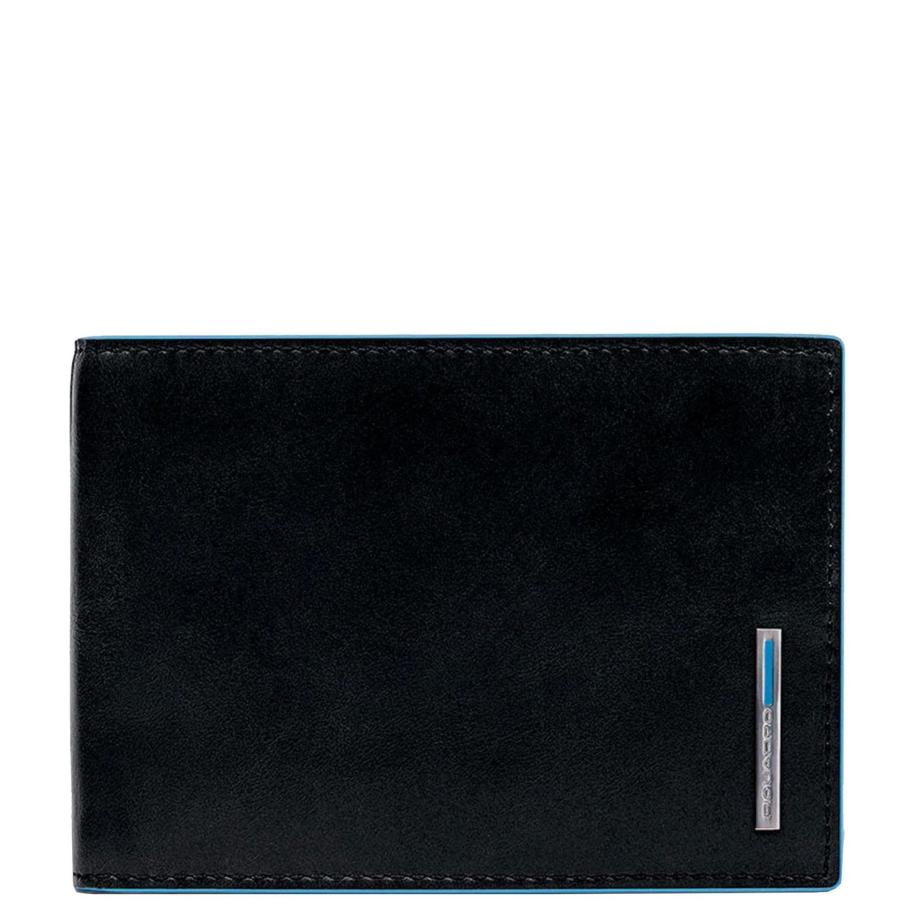 Piquadro Blue Square Men's Wallet With Flip Up With ID/Coin Pocket black Zwart