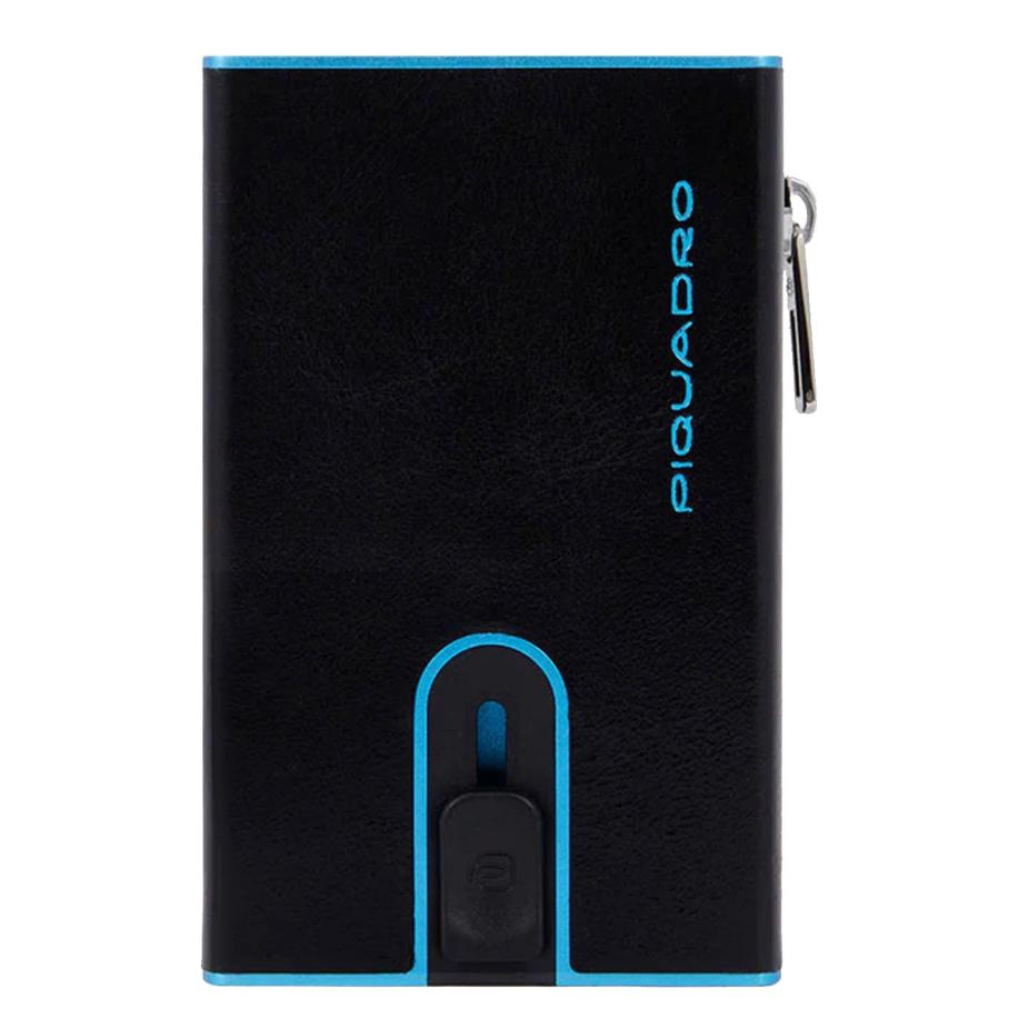 Piquadro Blue Square Compact Wallet black Zwart