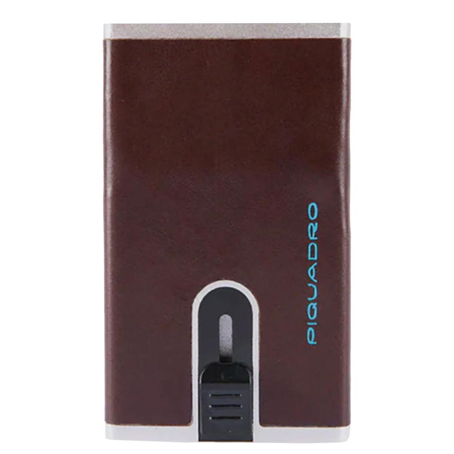 Piquadro Blue Square Creditcard Case With Sliding System mahogany Oranje
