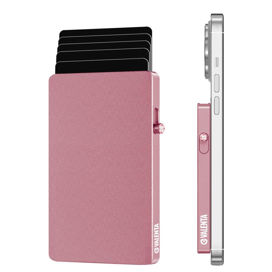 Valenta Card Wallet Aluminium MagSafe Luxe rose Roze