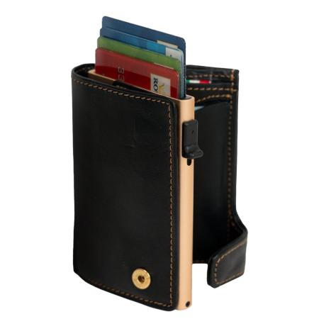 Tony Perotti Furbo Leather Cardholder W/ Coinpocket black / bronze