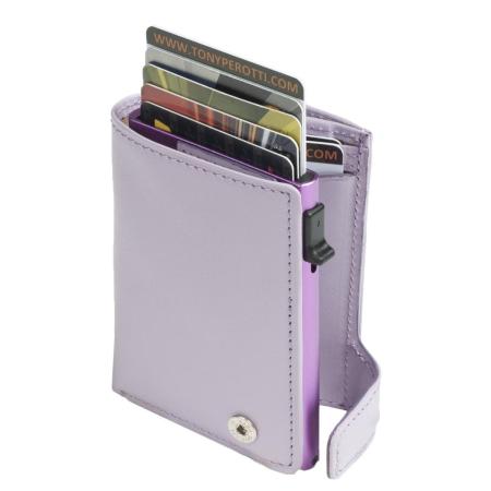 Tony Perotti Furbo Leather Cardholder W/ Coinpocket purple