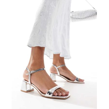 Glamorous Sandalen met lage blokhakken in zilver