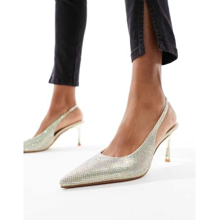 Simmi London Laela Slingback schoenen met hak en versiering in goud
