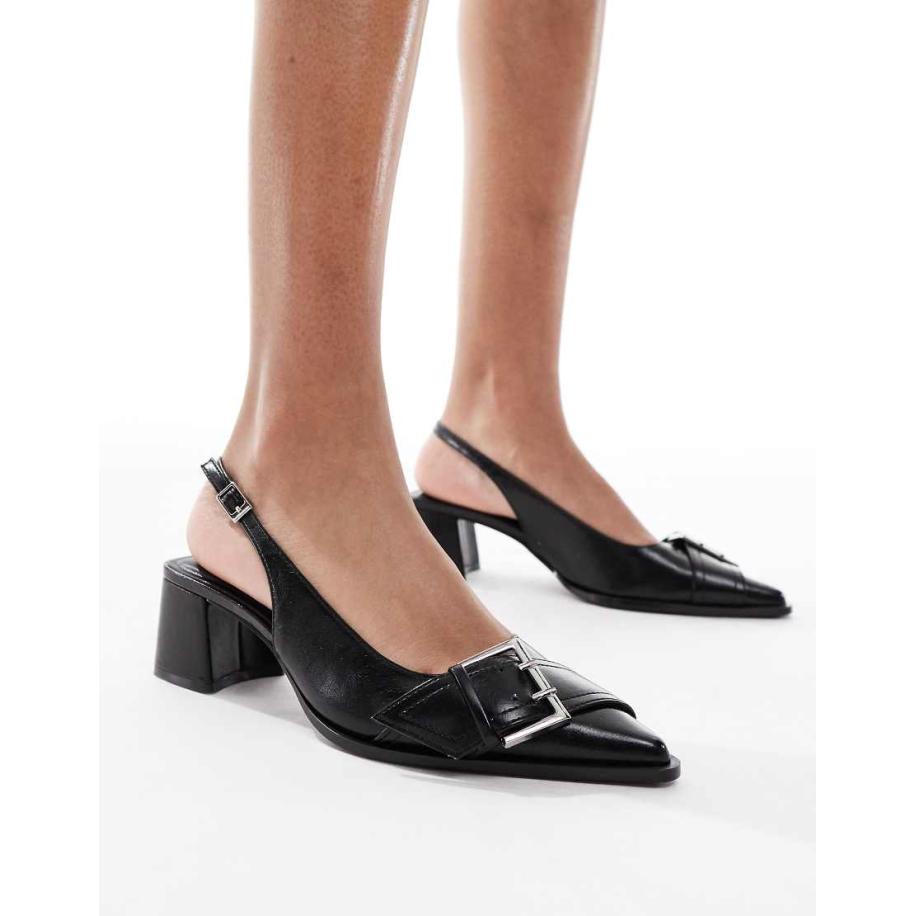 Stradivarius Slingback hakken met gespdetail in zwart Zwart