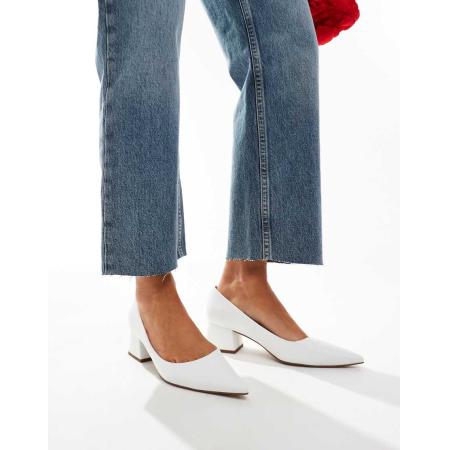ASOS DESIGN Saint Schoenen met halfhoge blokhak in wit