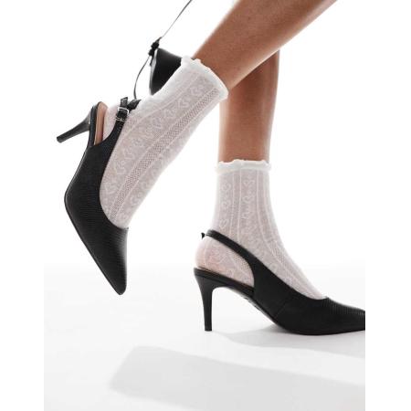 New Look Slingback-schoenen met hak in zwarte slangenprint