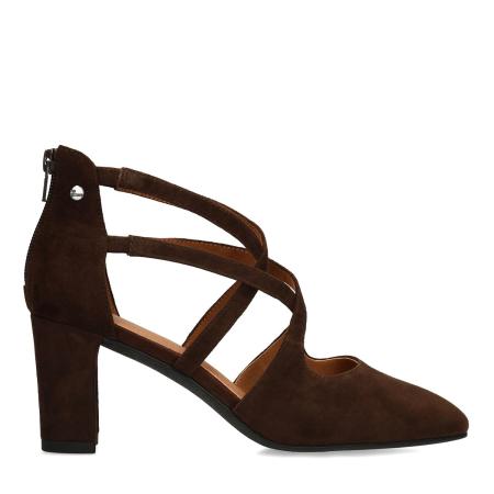 No Stress Donkerbruine suède pumps