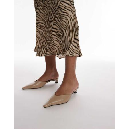 Topshop Dolly Muiltjes met halfhoge hak in taupe-Neutraal