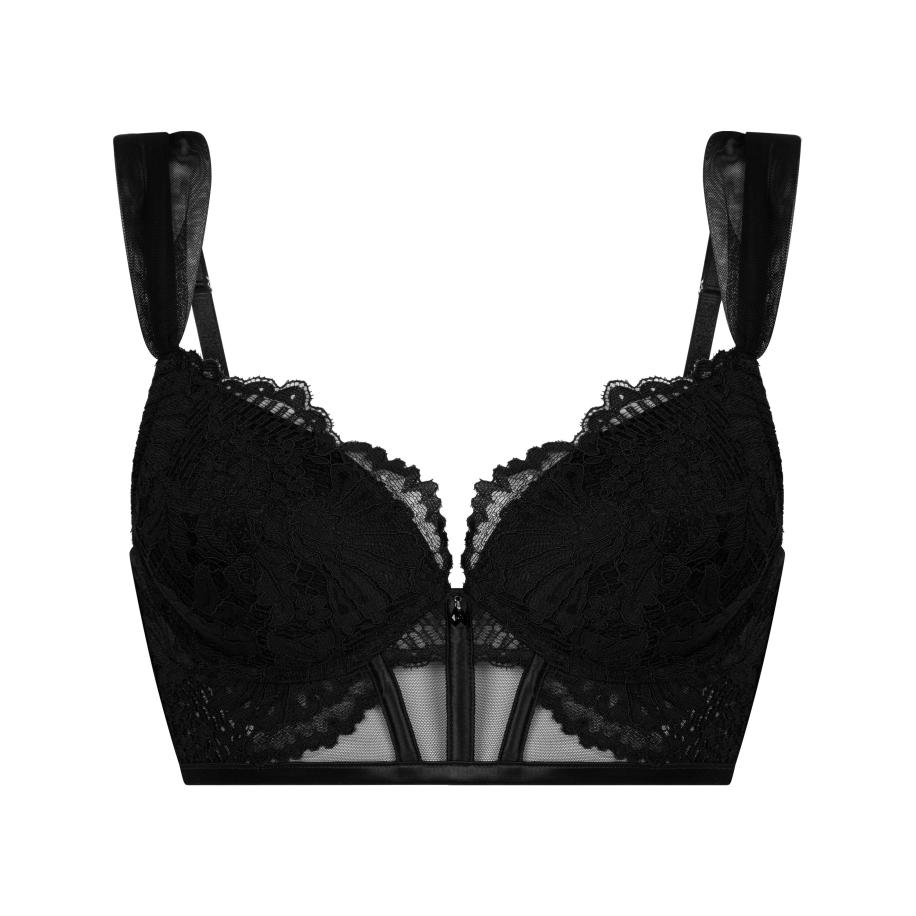 Hunkemöller Voorgevormde longline push-up beugel bh Whitney Zwart Zwart
