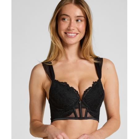 Hunkemöller Voorgevormde longline push-up beugel bh Whitney Zwart