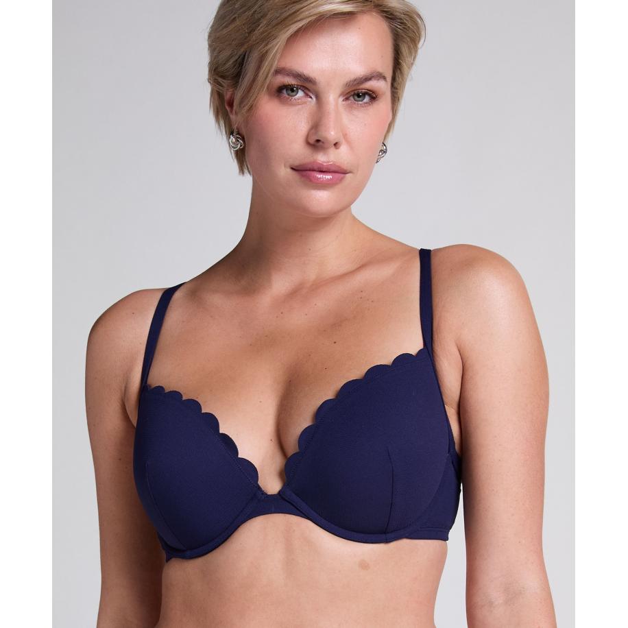 Hunkemöller Voorgevormde beugel bikinitop Scallop Blauw Blauw
