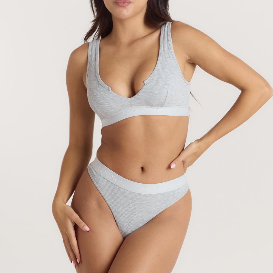 Lounge Soft Ribbed Push-Up Bralette Grey Marl M Grijs