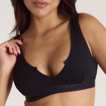 Lounge Soft Ribbed Push-Up Bralette Black XXL