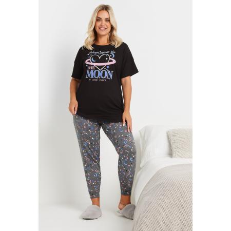 Yours Pyjamaset Met 'Love You To The Moon And Back' Slogan In Zwart/Grijs Size 66-68