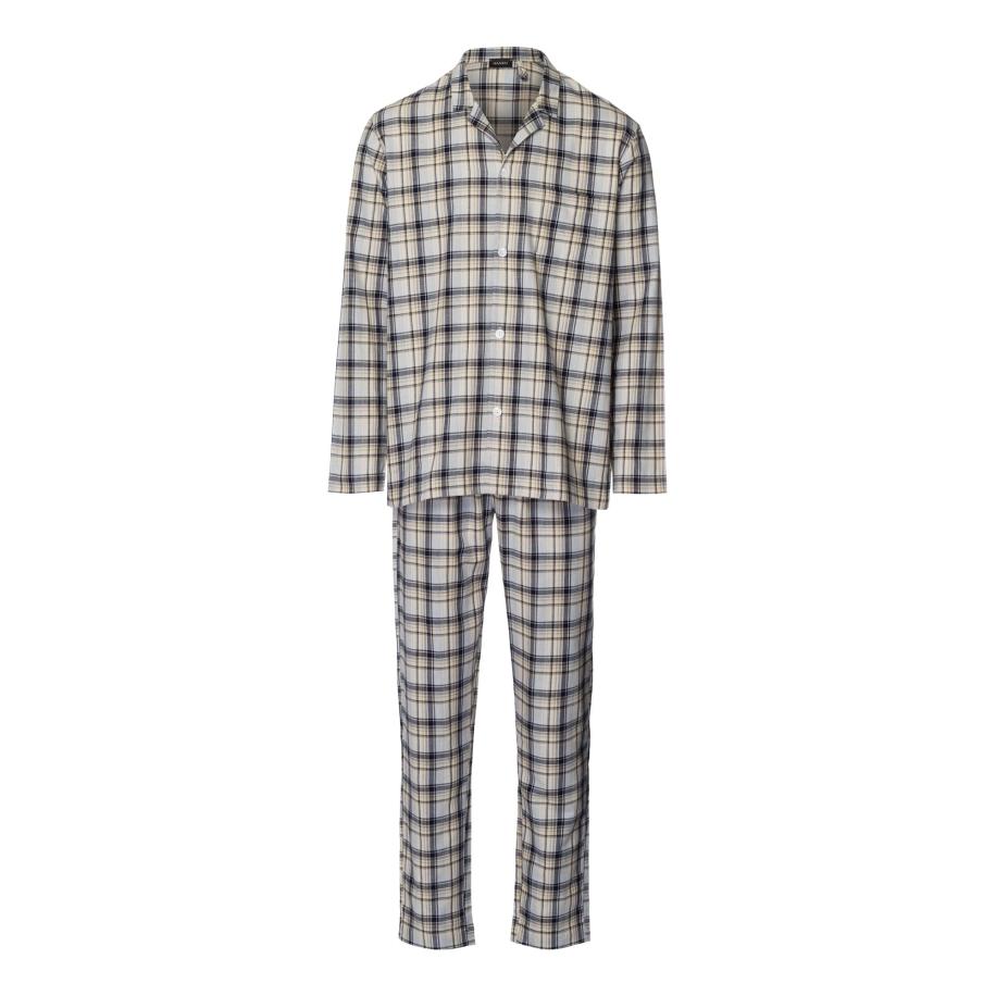Hanro Hanro Pyjama lang Cozy Comfort beige / grijs / zwart -