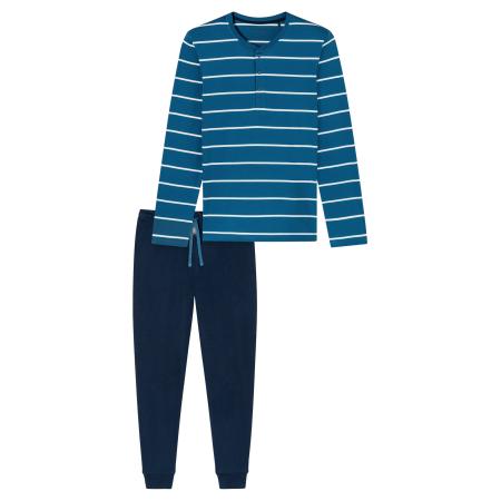 Schiesser SCHIESSER Pyjama lang Casual Nightwear blauw / donkerblauw / wit
