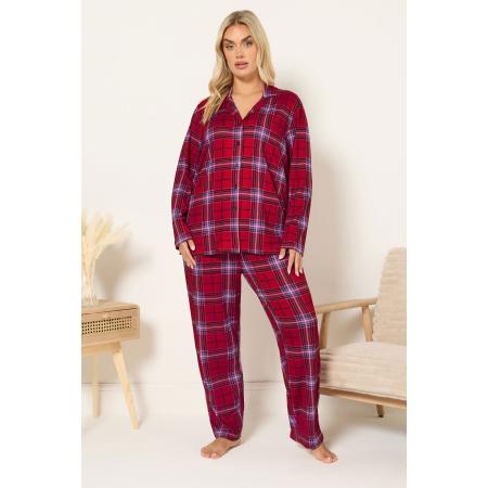 Yours Curve Rood Geruit Soft Touch Pyjamaset Size 66-68