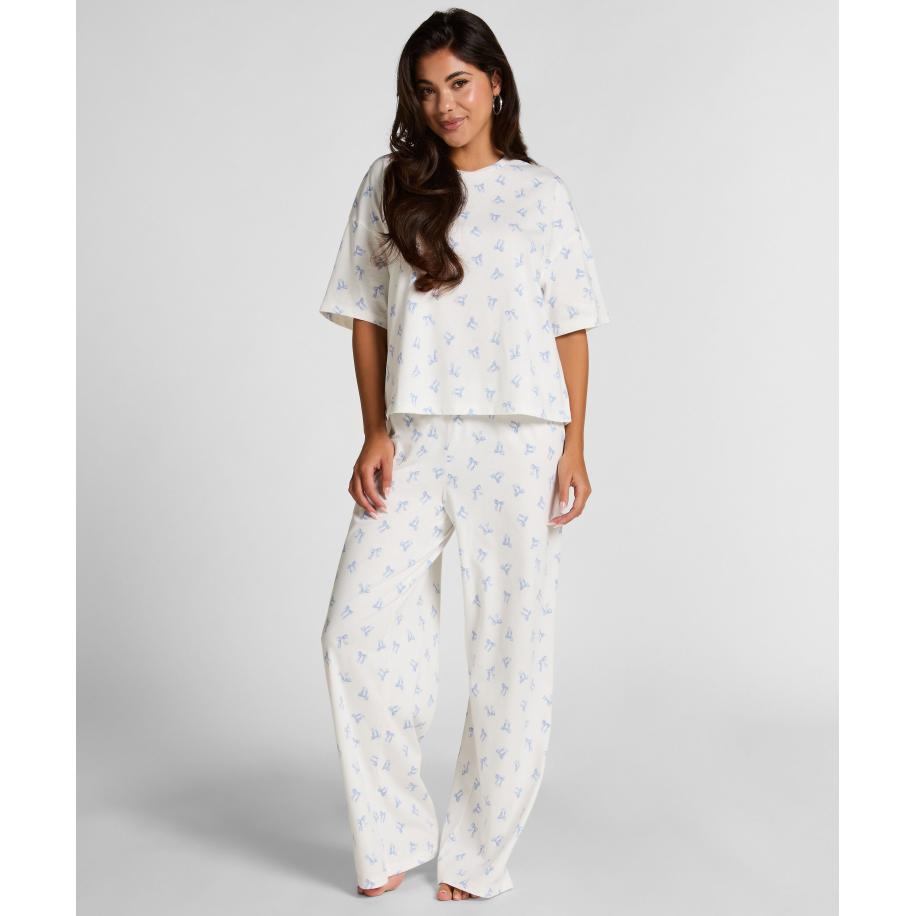 Hunkemöller Pyjamaset Katoen Jersey Lang Wit Wit