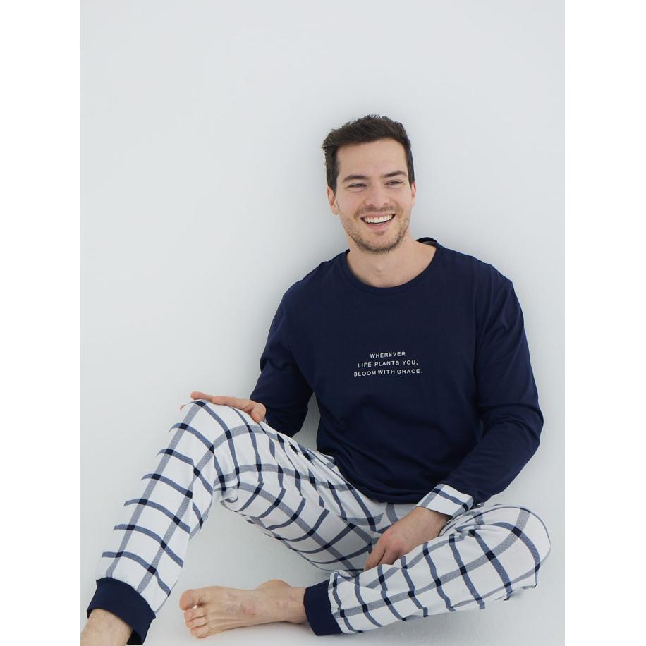 Trendyol Trendyol Pyjama lang donkerblauw / wit -