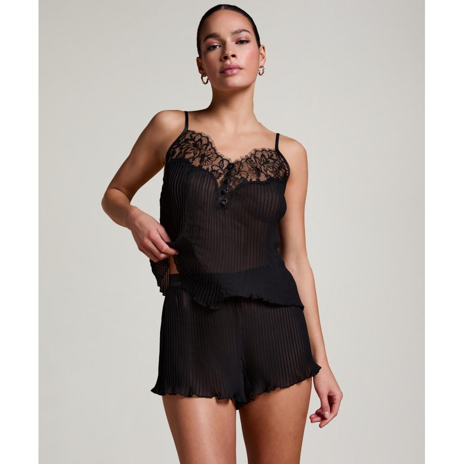 Hunkemöller Plisse Short Zwart Zwart