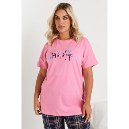 Yours Pyjamatop Met 'Let's Sleep' Slogan In Roze Size 66-68