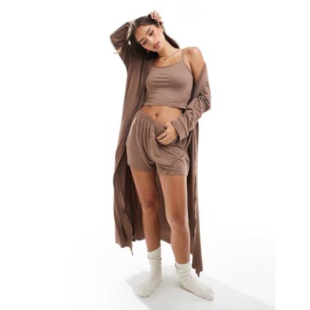 Loungeable Mix en match Camitop van superzachte jersey in cappuccino-Brown