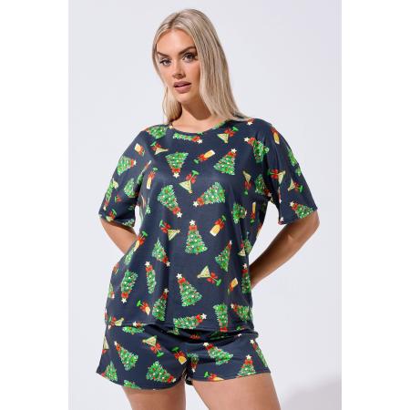 Limited Collection Curve Marineblauwe Kerstboom Novelty Pyjamaset Size 54-56