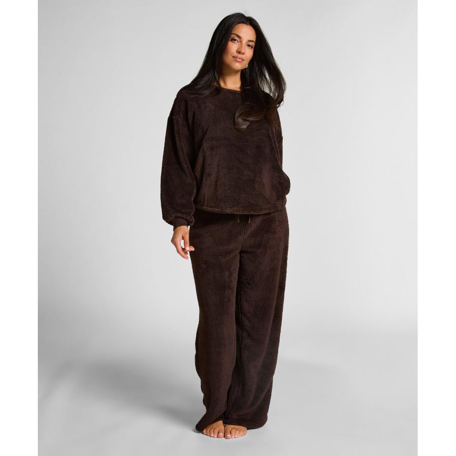 Hunkemöller Broek Fluffy Fleece Bruin Bruin