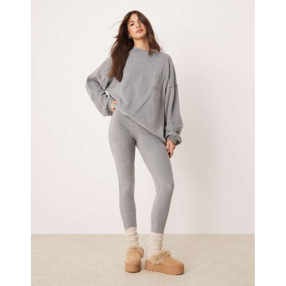 ASOS DESIGN Lounge Mix en match Fleece legging in lichtgrijs Grijs