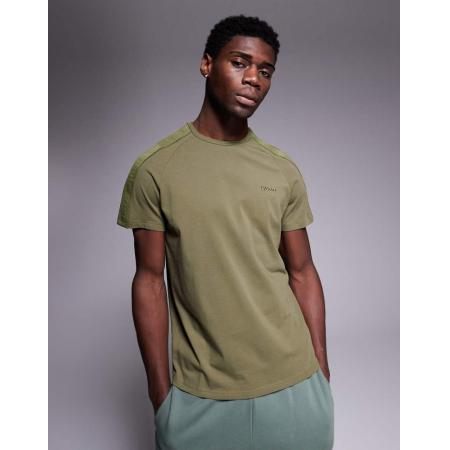 HUGO - Bodywear - T-shirt in donkergroen met logo in dezelfde tint