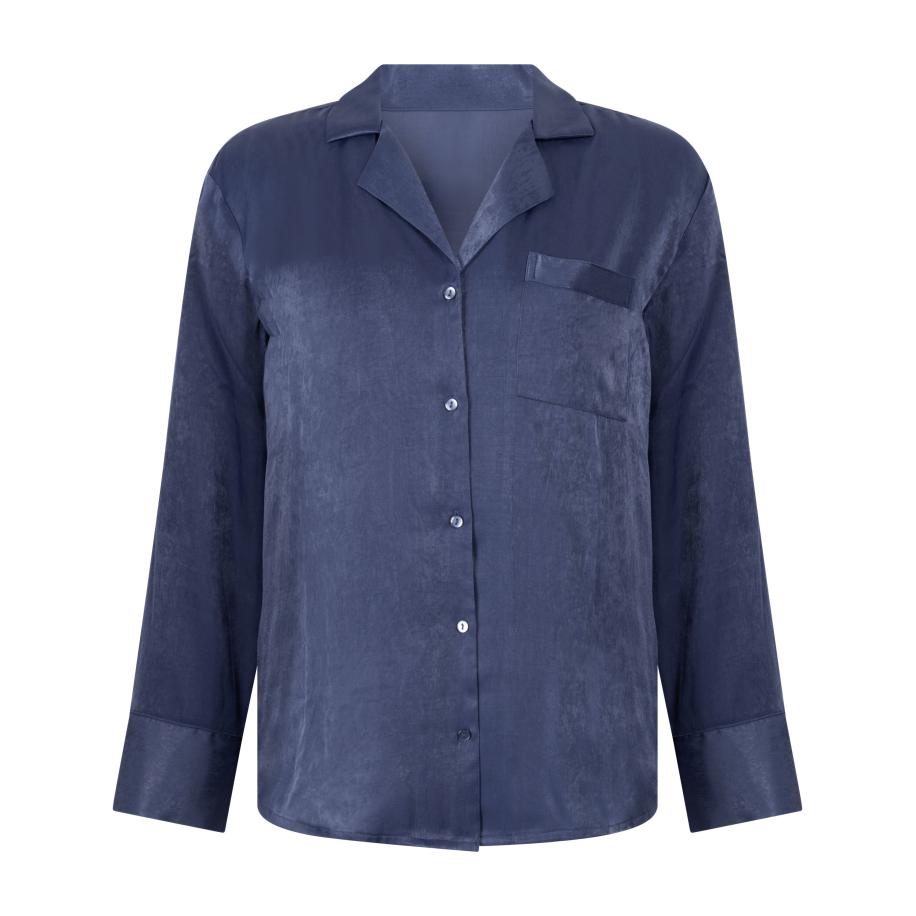 Hunkemöller Jacket lange mouwen Satijn Ayla Blauw Blauw