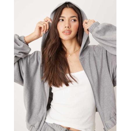 ASOS DESIGN Mix en match Lounge hoodie van fleece in lichtgrijs