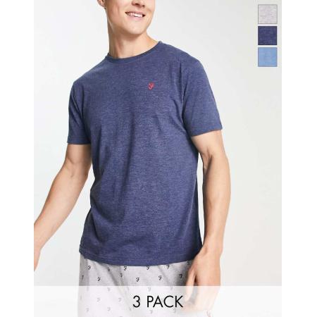 Farah - Set van 3 T-shirts in marineblauw, grijs en marineblauw