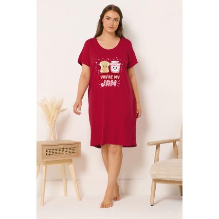 Yours Curve Rood 'You're My Jam' Nachthemd Met Lange Achterkant Size 66-68