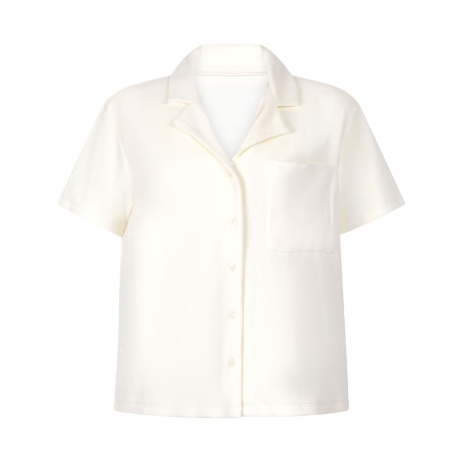 Hunkemöller Overhemd met badstoftextuur en knoopsluiting Wit Wit