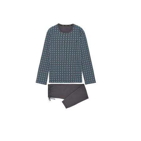 HOM HOM Pyjama lang Aloys Long Sleepwear turquoise / donkergrijs
