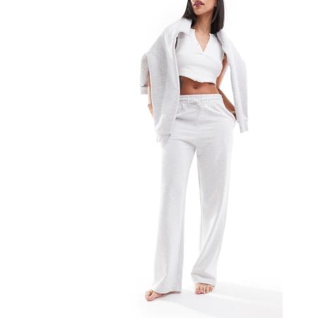 New Look Joggingbroek met wijde pijpen in grijs