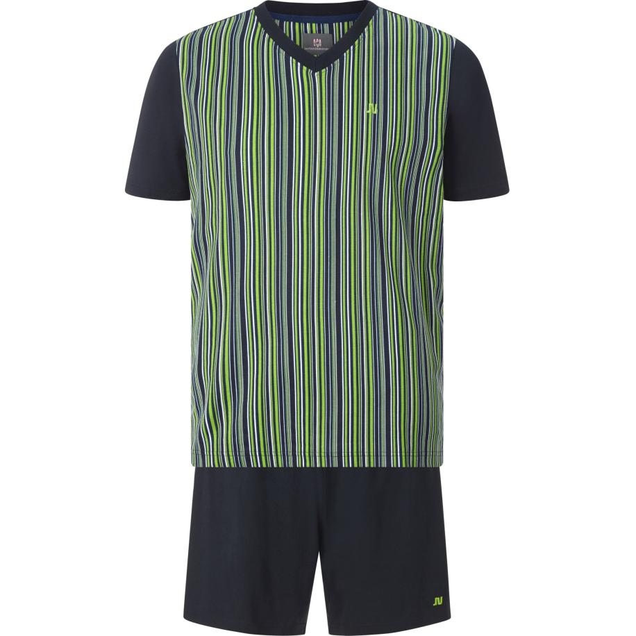 Jan Vanderstorm pyjama donkerblauw, Gestreept Blauw