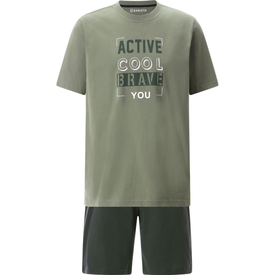 BABISTA BABISTA Pyjama kort Galitesso olijfgroen / wit -