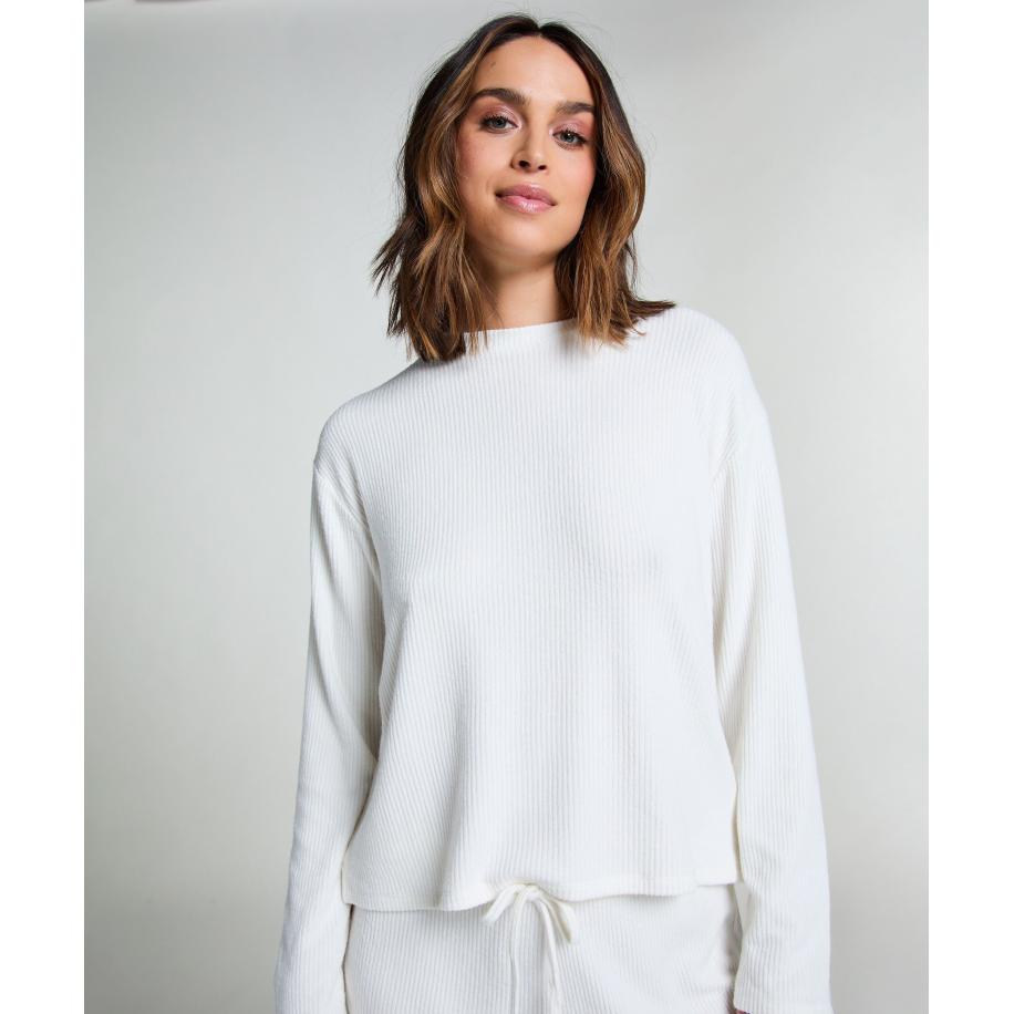 Hunkemöller Pyjamatop Rib Wit Wit