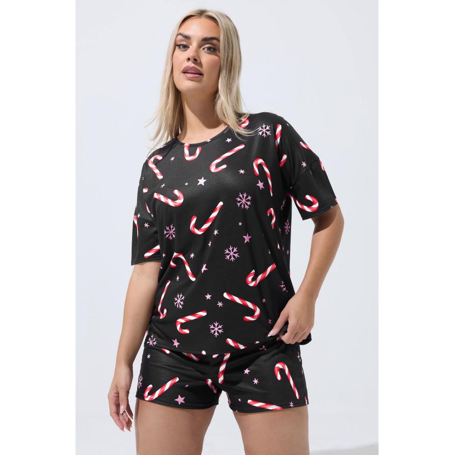 Limited Collection Zwarte Kerst Pyjamaset Met Zuurstok Size 58-60 Zwart