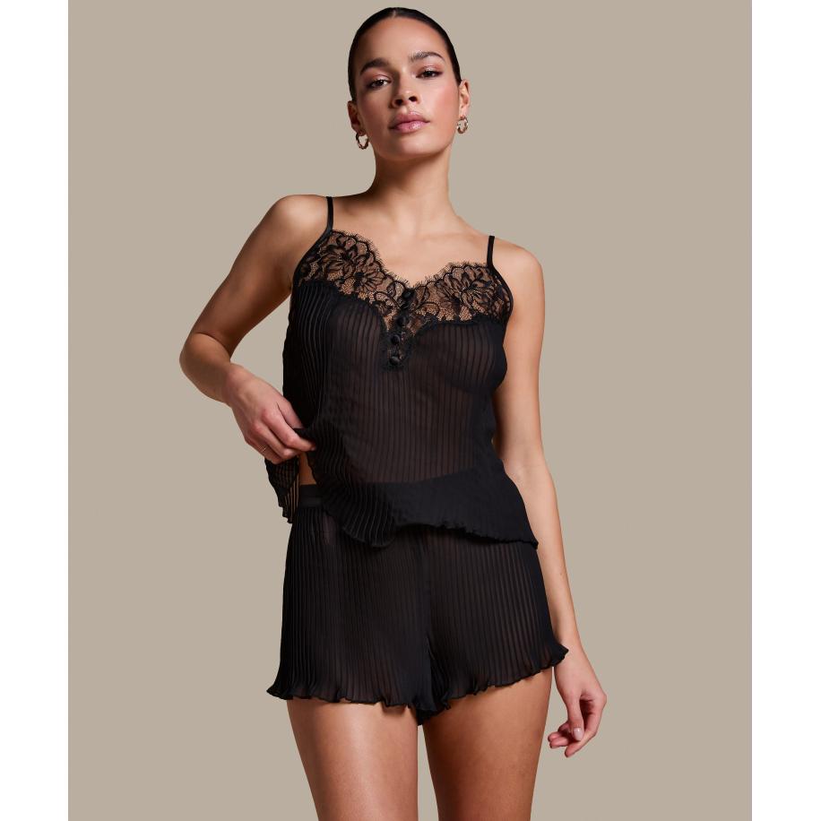 Hunkemöller Plisse Short Zwart Zwart