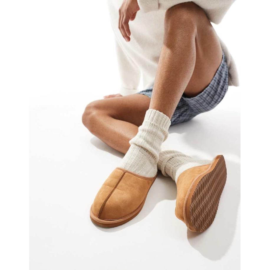 Jack & Jones - Instap-pantoffels van imitatiesuède in lichtbruin Bruin