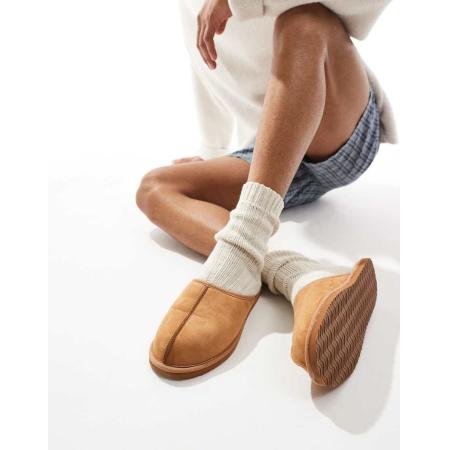 Jack & Jones - Instap-pantoffels van imitatiesuède in lichtbruin