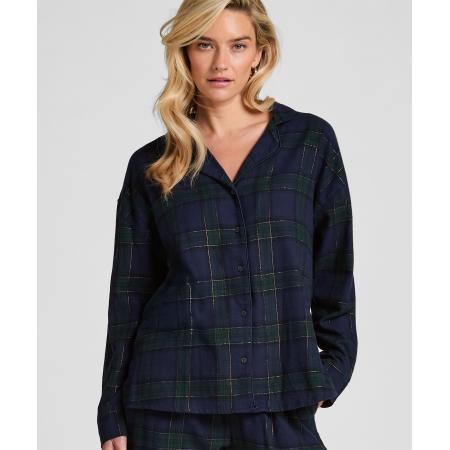 Hunkemöller Pyjamatop Flannel Blauw