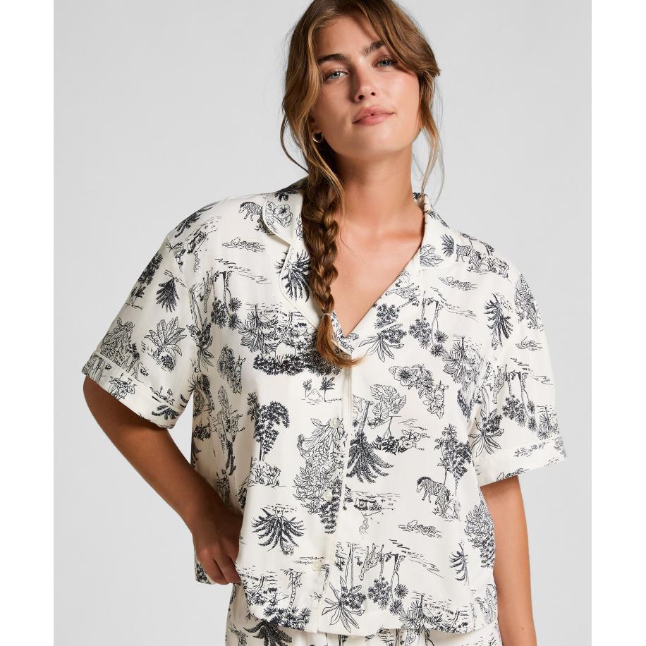 Hunkemöller Geweven jasje met korte mouwen Wit Wit