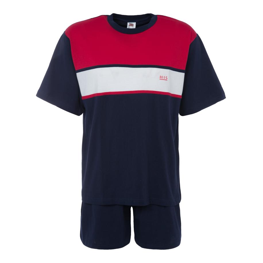 H.I.S H.I.S Pyjama kort navy / rood / wit -