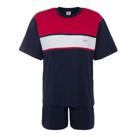 H.I.S H.I.S Pyjama kort navy / rood / wit
