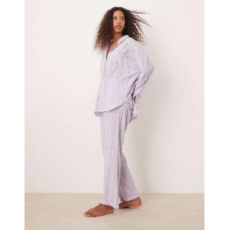 Free People Pyjamabroek met textuur in lila, deel van co-ord set-Paars